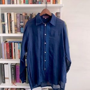 alpana bawa nyc BLUE COTTON GAUZE SHIRT